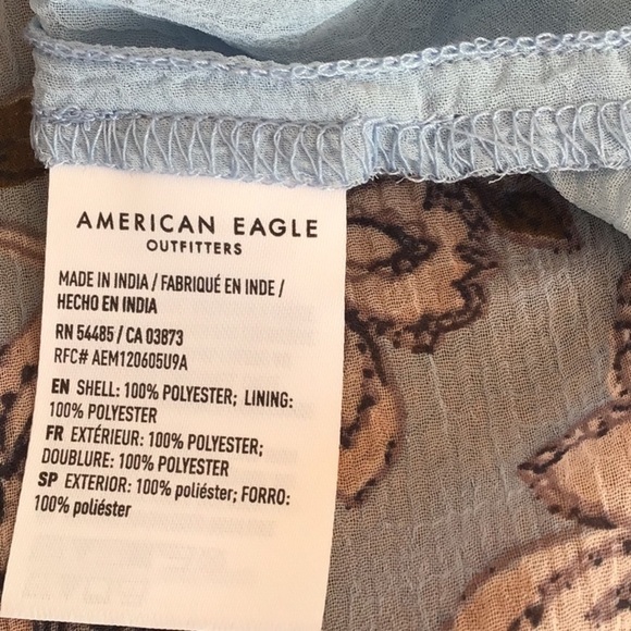 AMERICAN EAGLE  shear floral print puff sleeve boho tie back blouse sz s… - Picture 10 of 12